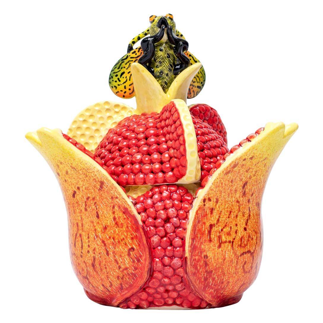 Ceramic Pomegranate  Jewelry Box  , hand made in South Africa In Excellent Condition For Sale In North Miami, FL