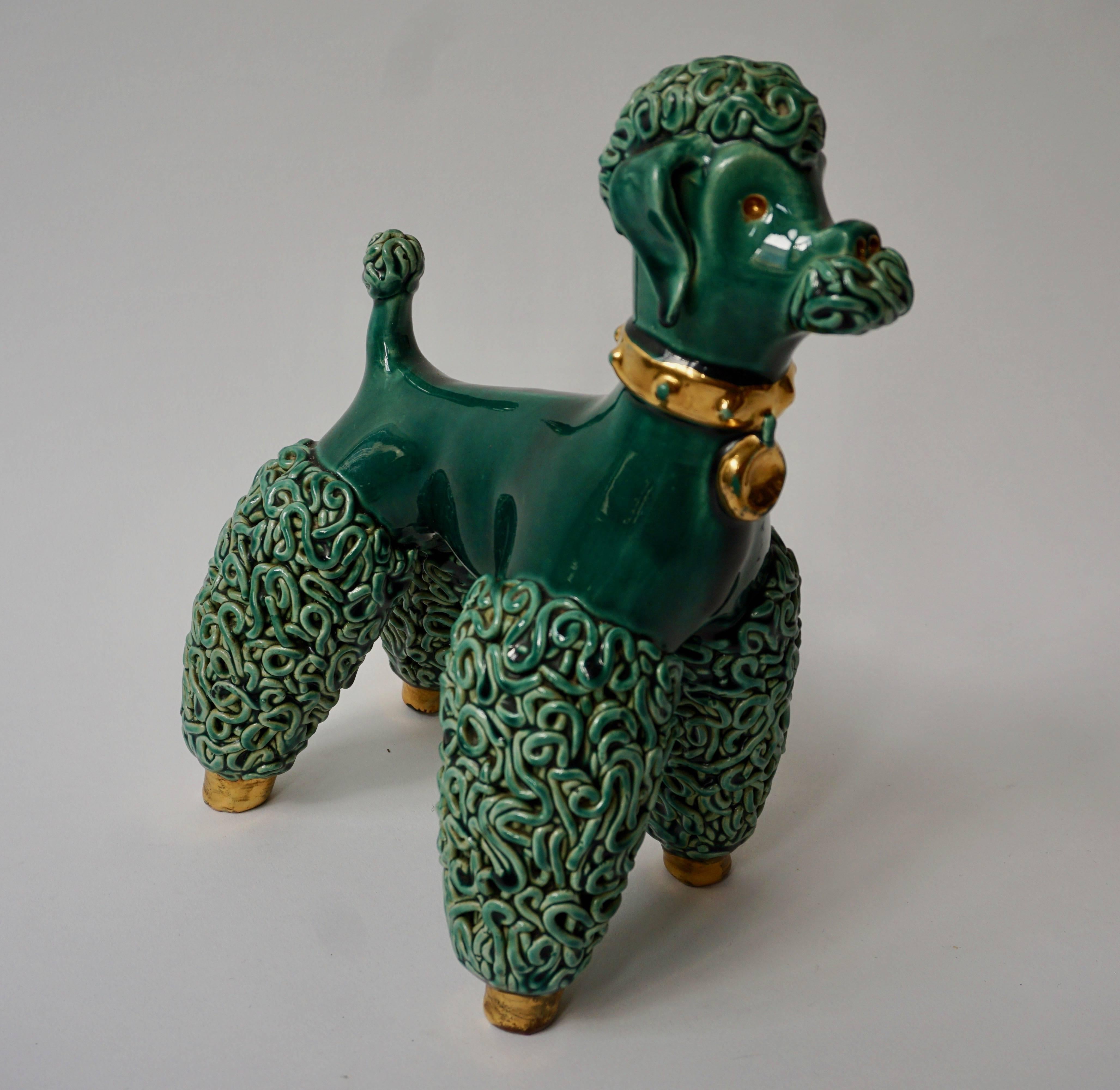 Italian Ceramic Porcelain Spaghetti Poodle Dog Sculpture