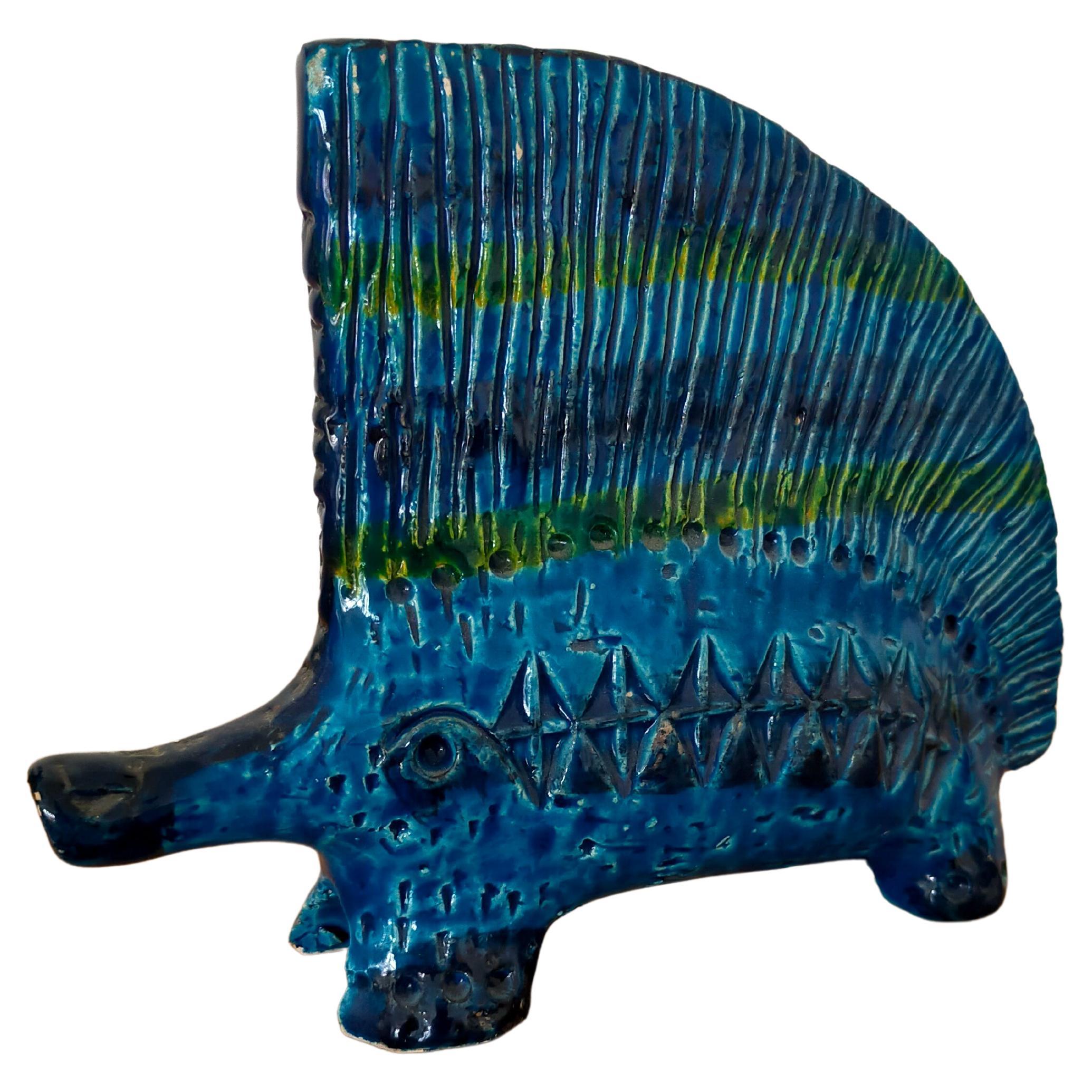 Ceramic Porcupine of Rimini Blu Collection by Aldo Londi for Bitossi For Sale