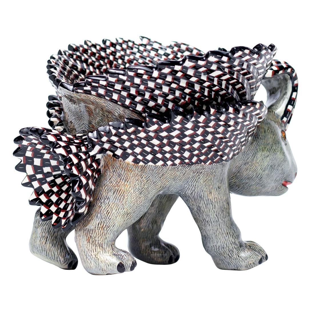 Ceramic  Porcupine  Peanut Bowl , hand made in South Africa In Excellent Condition In North Miami, FL
