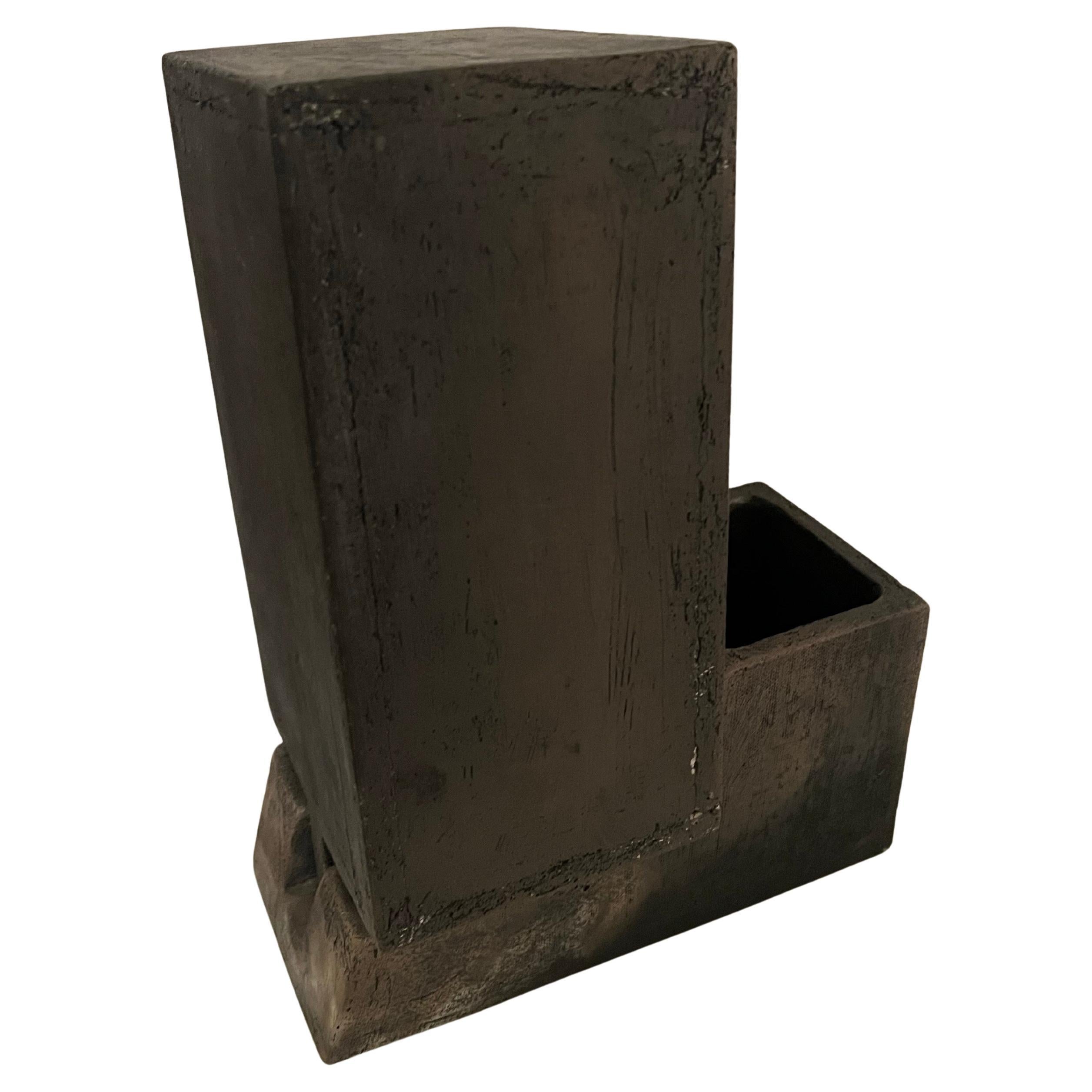 Escultura abstracta geométrica postmoderna de cerámica Jarrón de 2 piezas de Lee Hun Chung 1990 Estadounidense en venta