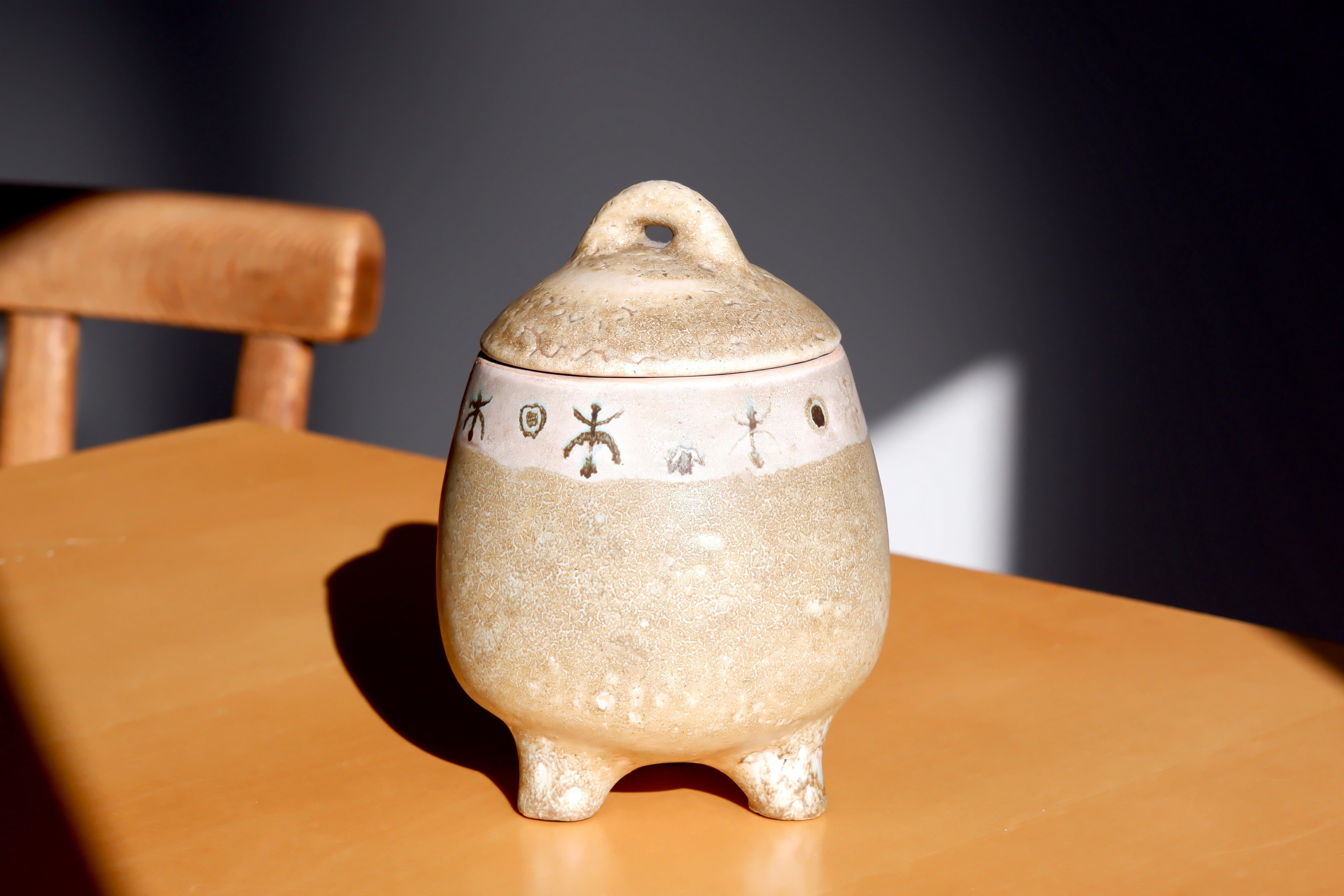 Mid-20th Century Ceramic pot by Les 2 Potiers, circa 1960, France  For Sale