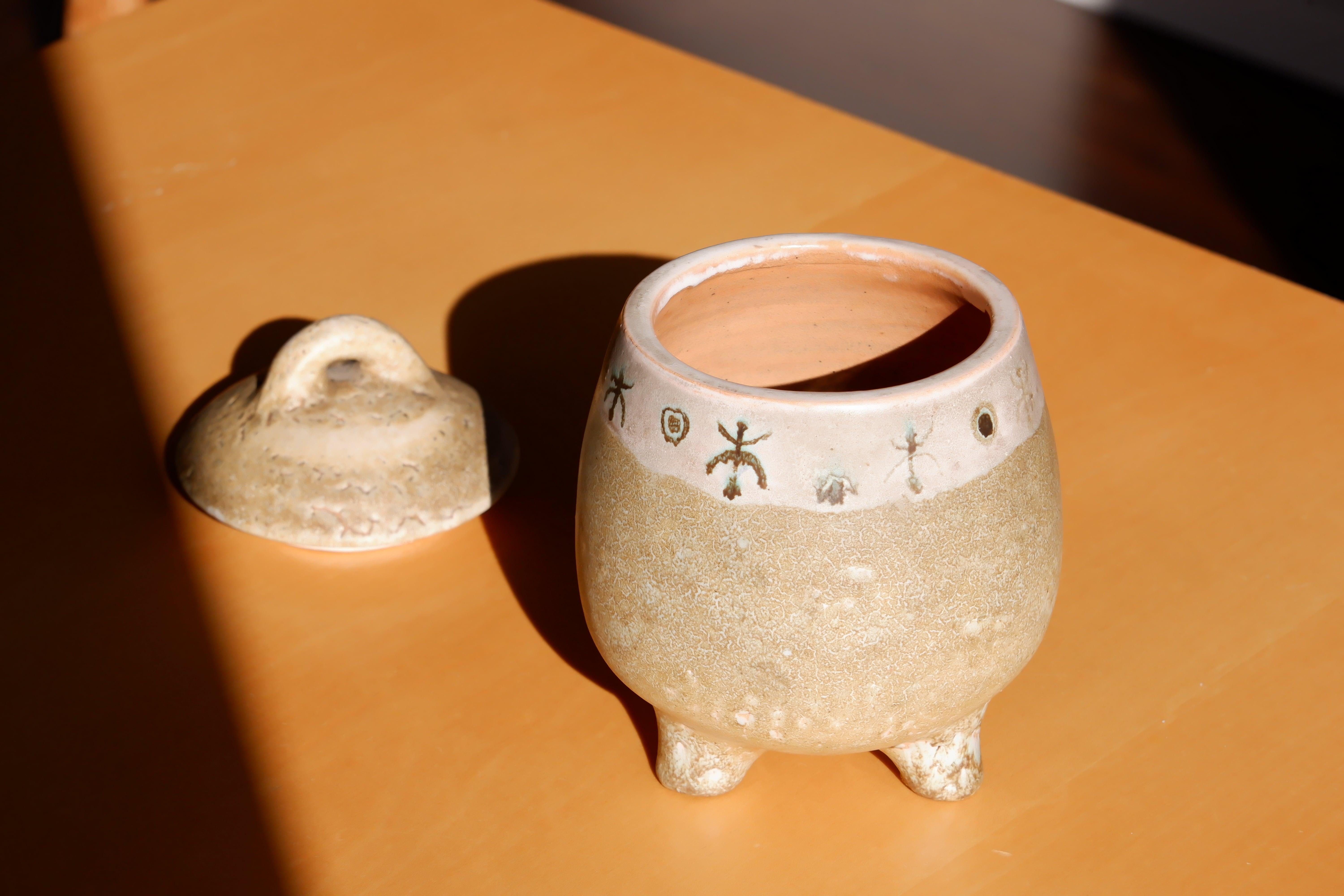 Pot en céramique par Les 2 Potiers, vers 1960, France  État moyen - En vente à Hägersten-Liljeholmen, Stockholms län