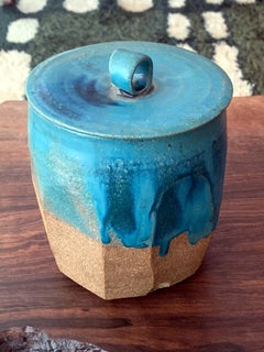 Pot en céramique avec couvercle Mizusashi japonais de Makoto Yabe