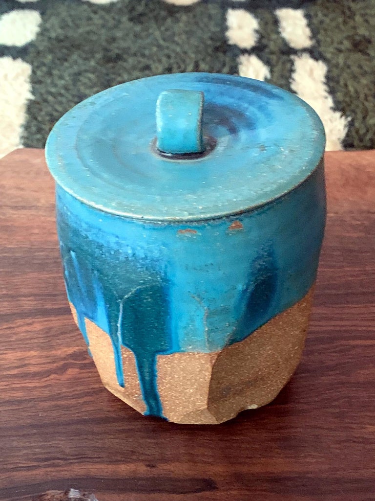 Ceramic Pot with Lid Japanese Mizusashi by Makoto Yabe at 1stDibs