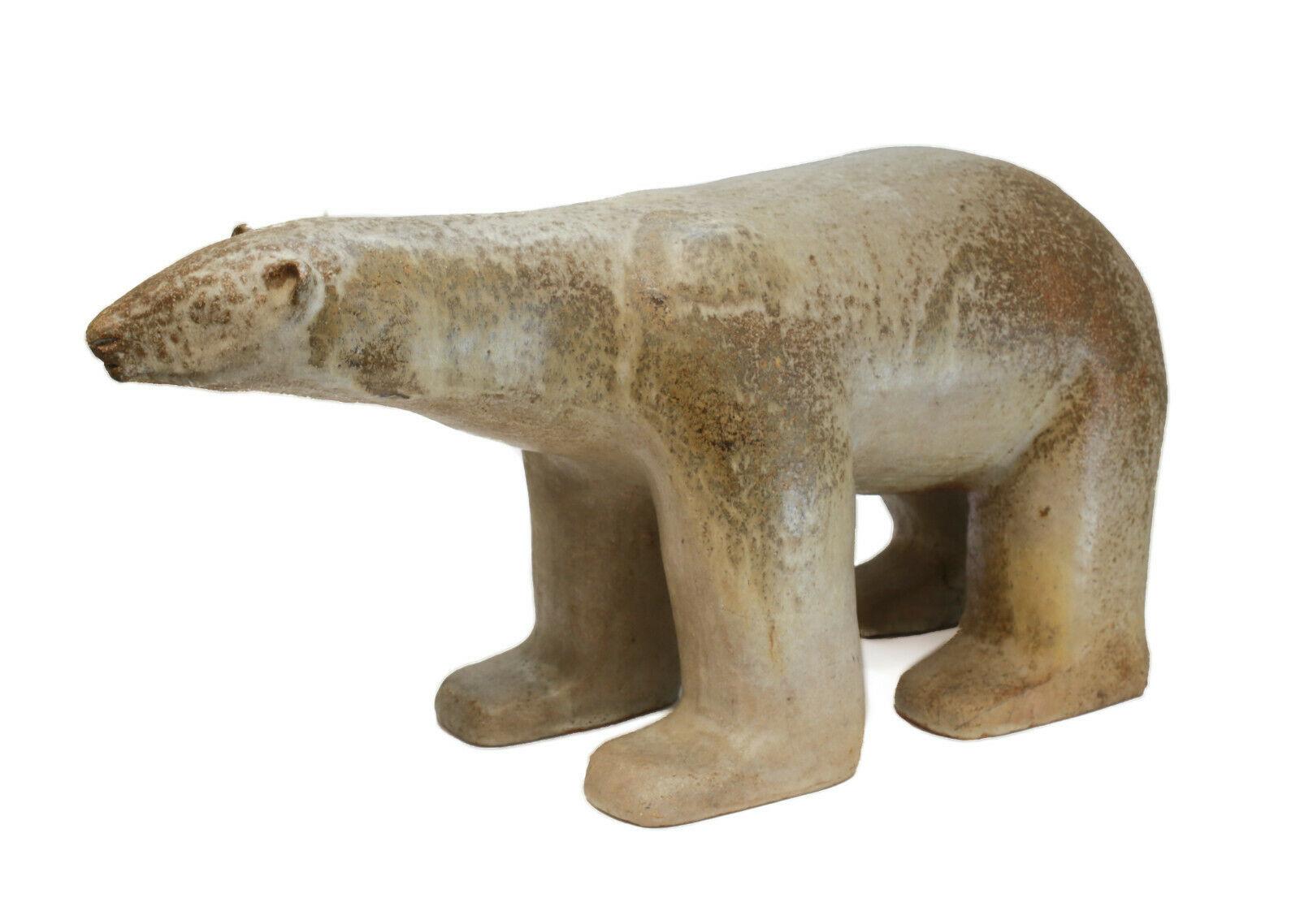 Loet Vanderveen (Dutch, 1921-2015) modernist ceramic pottery polar bear sculpture. Signed 