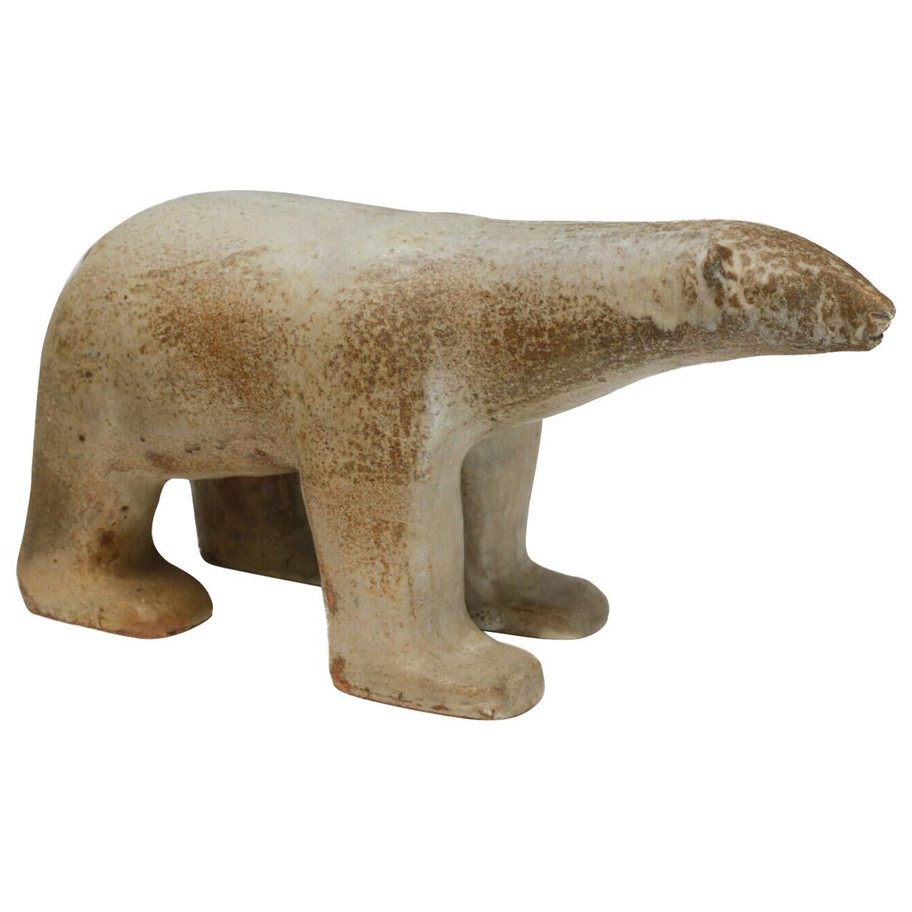 Ceramic Potter Polar Bear Sculpture by Loet Vanderveen For Sale