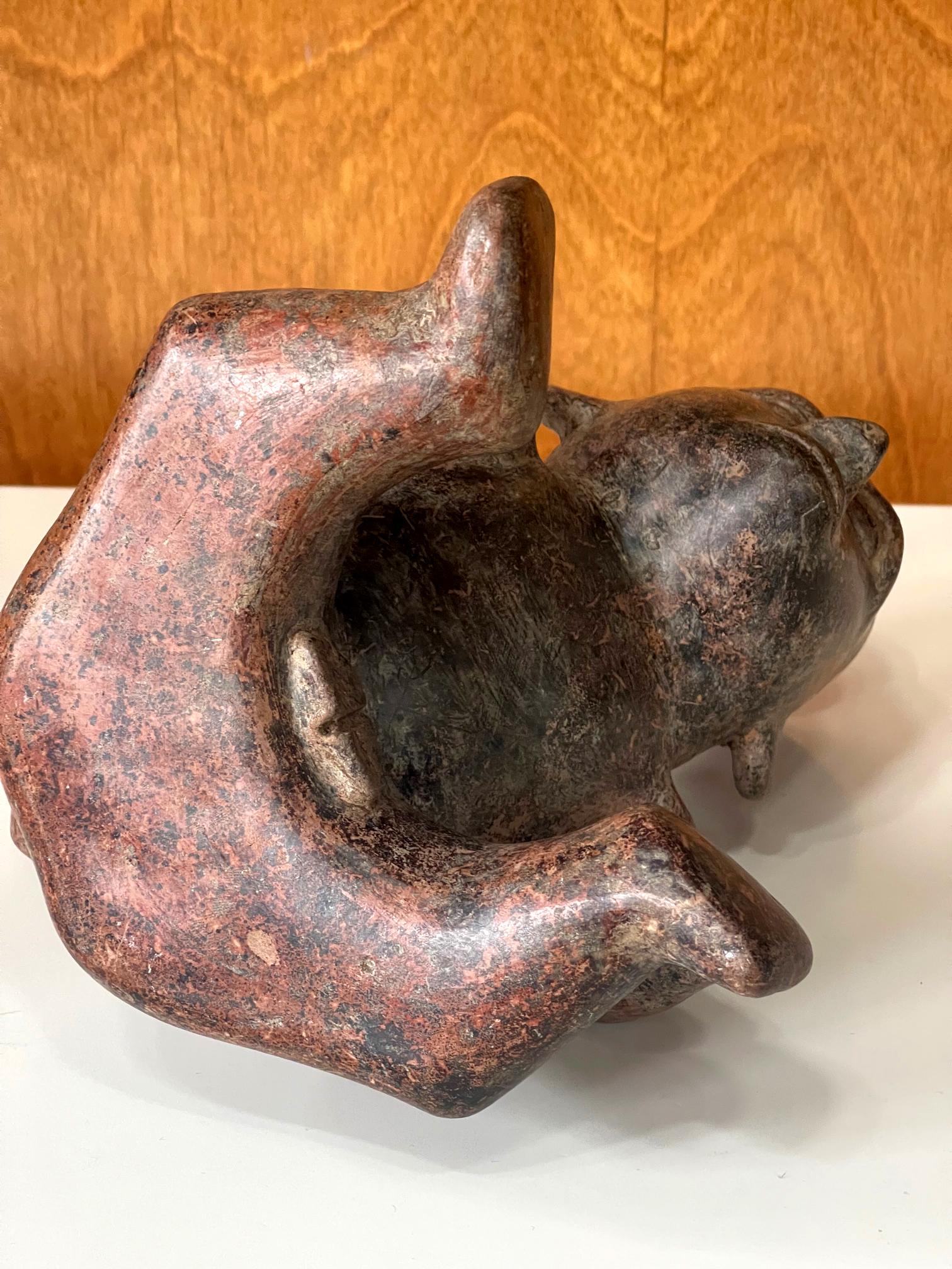 Ceramic Pre-Columbian Colima Hunchback Figure Vessel For Sale 1