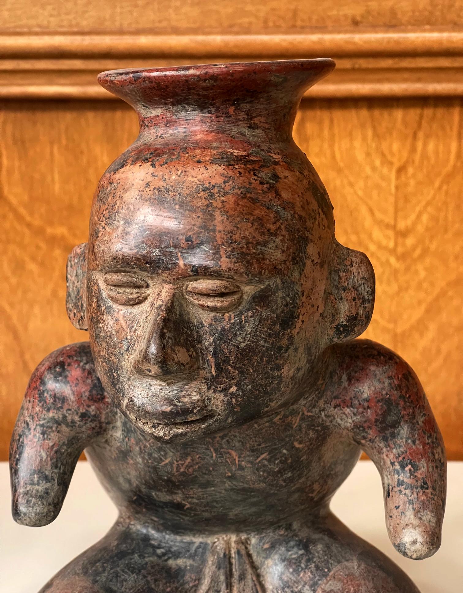 Ceramic Pre-Columbian Colima Hunchback Figure Vessel For Sale 2