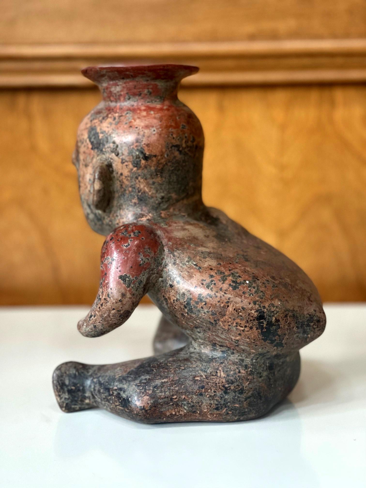 Mexican Ceramic Pre-Columbian Colima Hunchback Figure Vessel For Sale