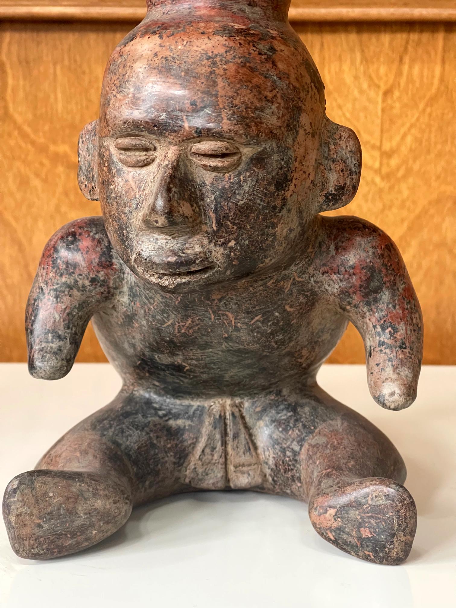 Ceramic Pre-Columbian Colima Hunchback Figure Vessel In Good Condition For Sale In Atlanta, GA