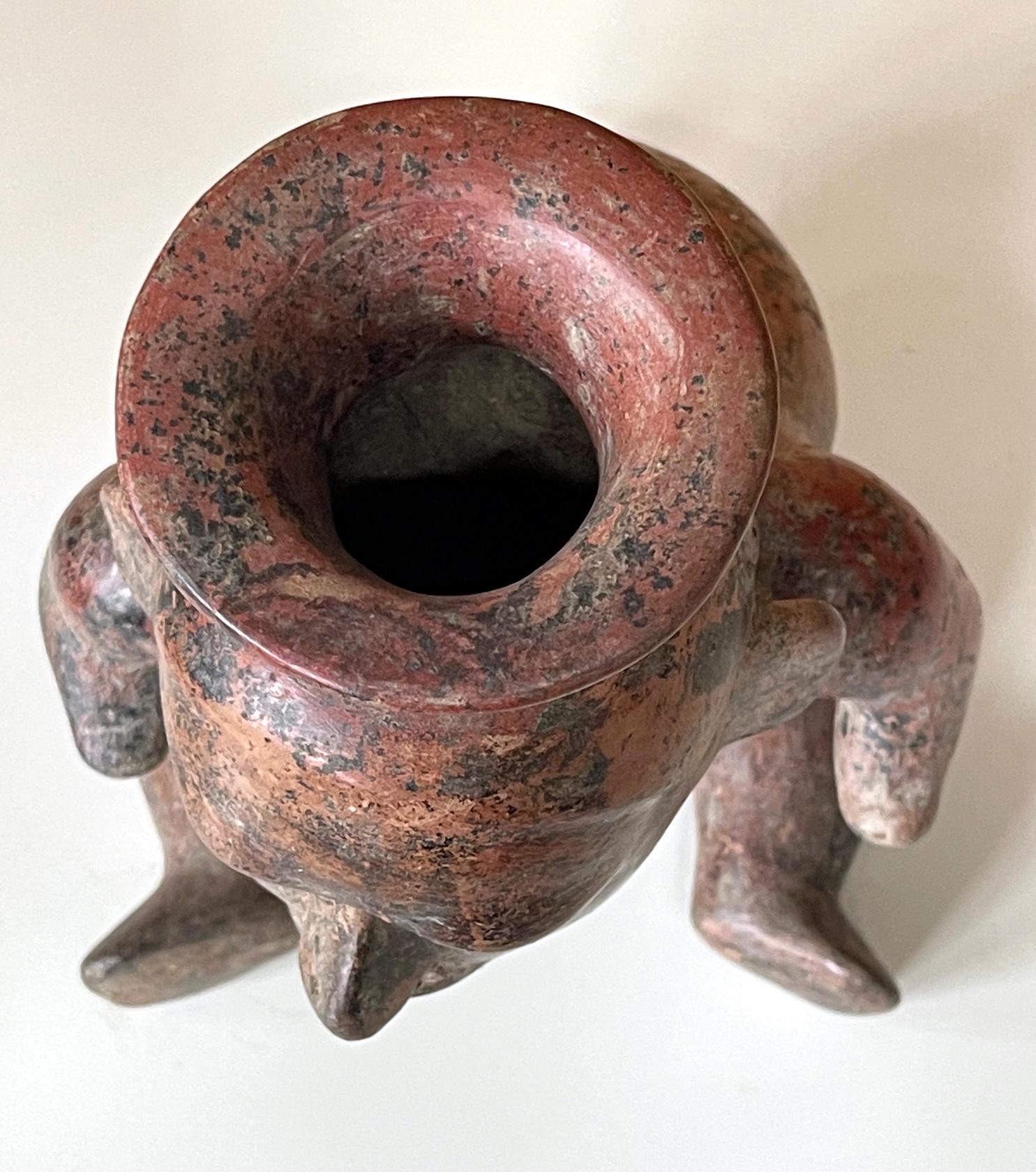 18th Century and Earlier Ceramic Pre-Columbian Colima Hunchback Figure Vessel For Sale