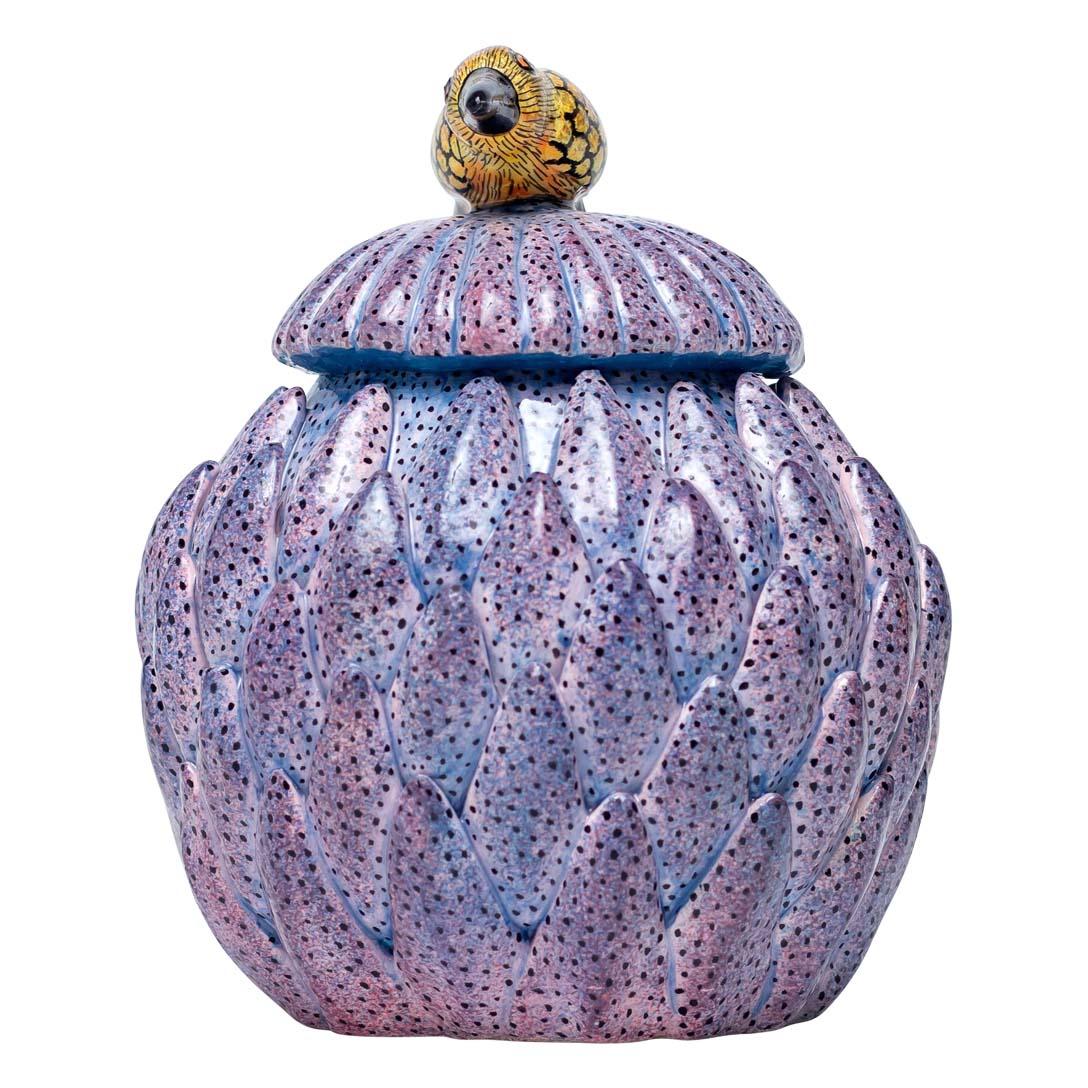 Protea Bird Jewelry Box
Hand-Painted by Sabelo Nene, Sculpted by Sbusiso Ndaba
Love Art Ceramic, South Africa, 2024

Introducing the Protea Bird Jewelry Box, a breathtaking ceramic piece that beautifully embodies the vibrant spirit of South African