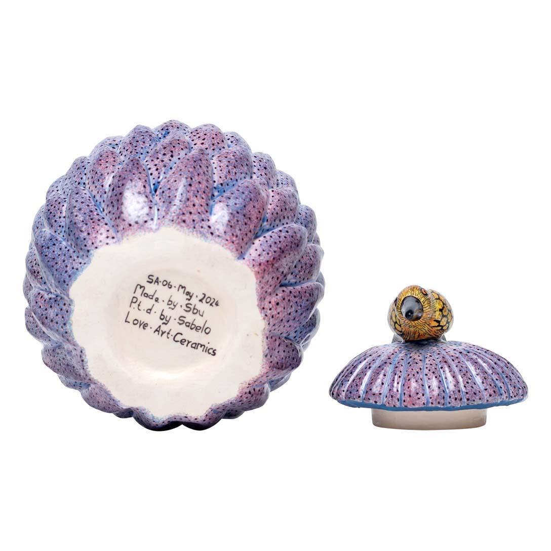 Modern Ceramic Protea And Bird Jewelry Box  , hand made in South Africa