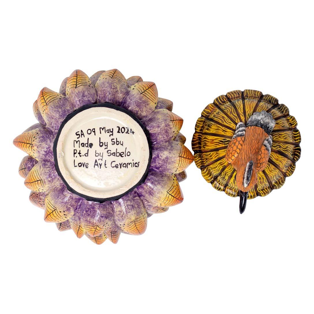 Modern Ceramic Protea And Hoopoe Jewelry Box  , hand made in South Africa For Sale