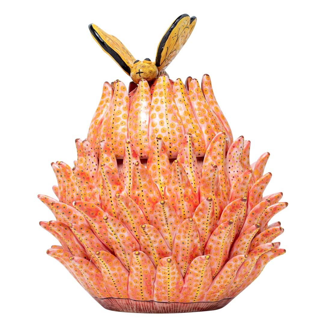 Ceramic Protea Butterfly Jewelry Box  , hand made in South Africa In Excellent Condition In North Miami, FL
