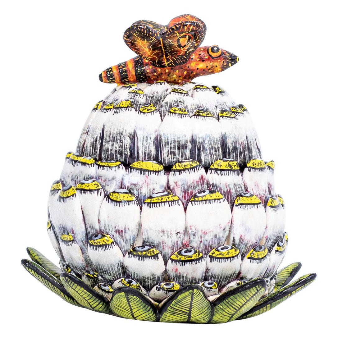 Modern Ceramic  Protea jewelry Box  , hand made in South Africa For Sale