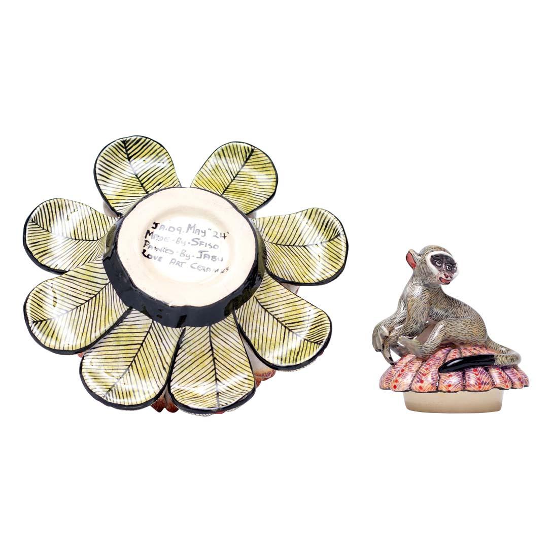 Modern Ceramic Protea Jewelry Box  , hand made in South Africa For Sale