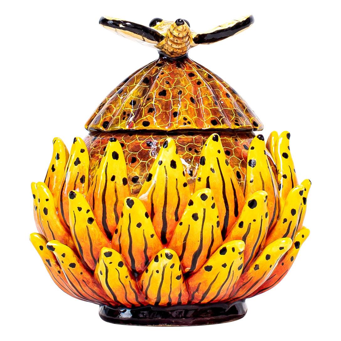 South African Ceramic  Protea jewelry Box  , hand made in South Africa For Sale