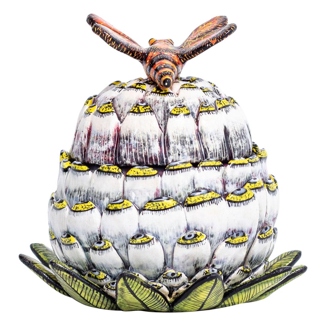South African Ceramic  Protea jewelry Box  , hand made in South Africa For Sale