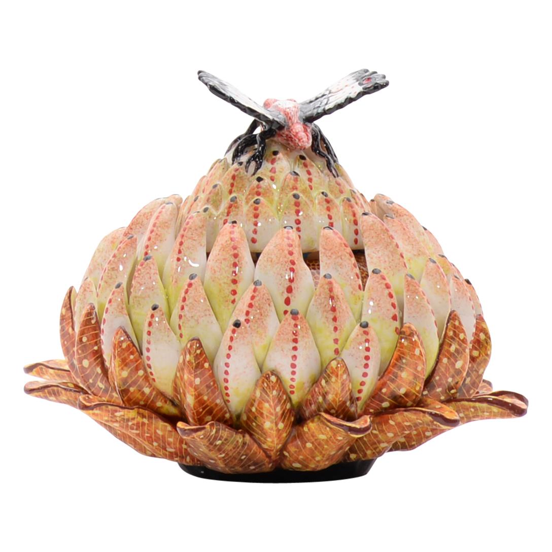 South African Ceramic Protea Jewelry Box  , hand made in South Africa
