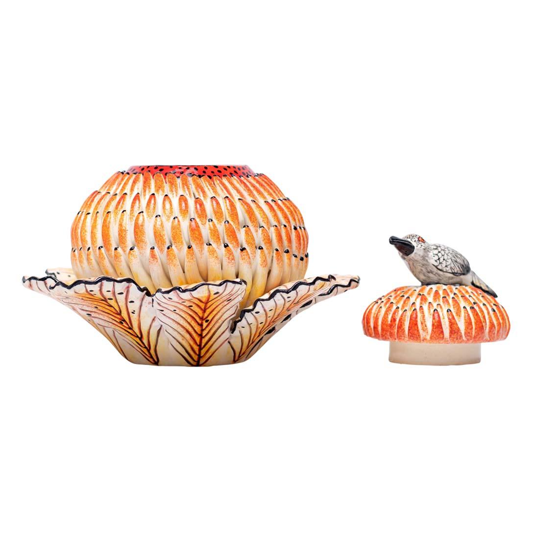 South African Ceramic Protea Jewelry Box  , hand made in South Africa For Sale