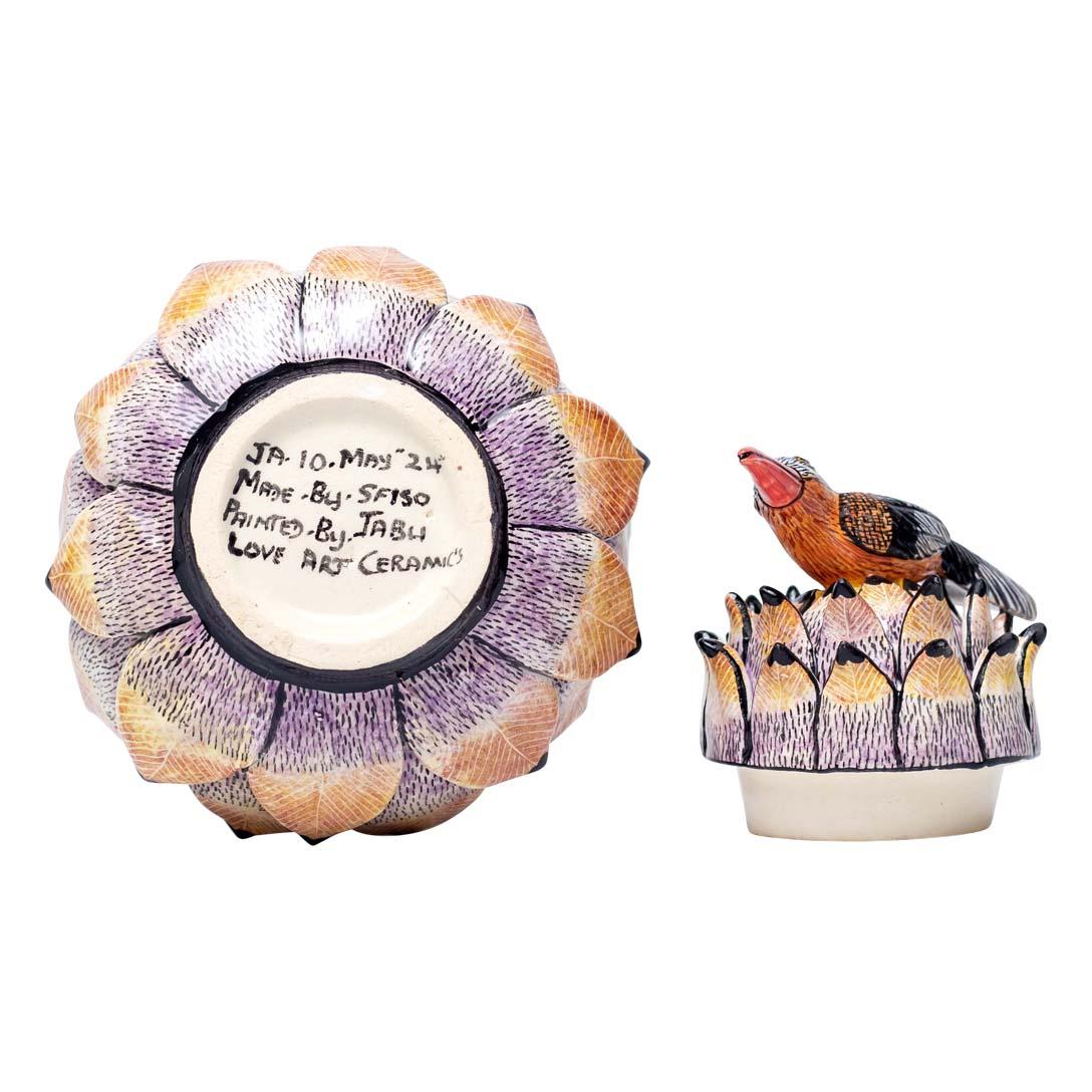 South African Ceramic Protea Jewelry Box  , hand made in South Africa