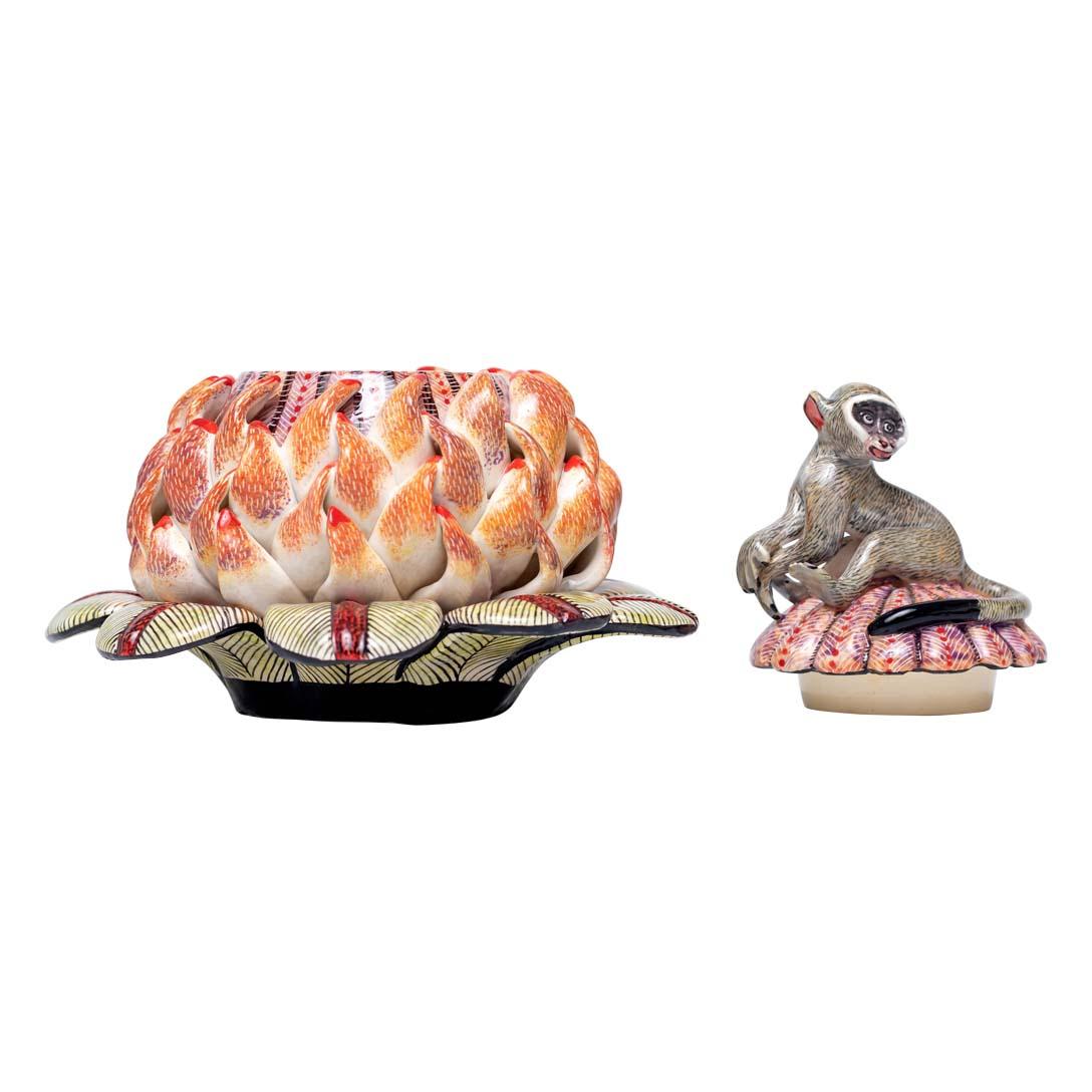 South African Ceramic Protea Jewelry Box  , hand made in South Africa For Sale