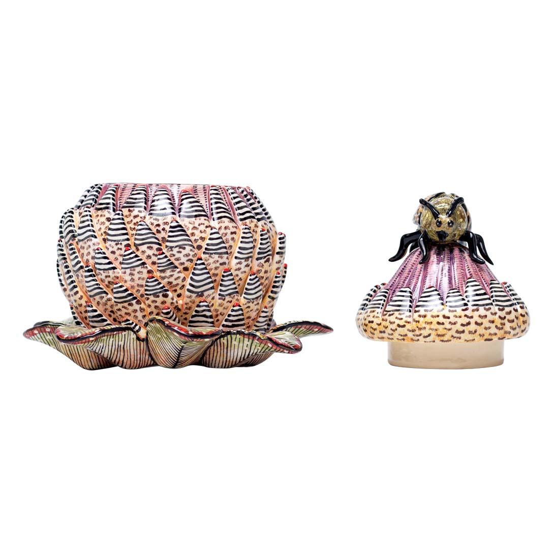 South African Ceramic Protea Jewelry Box  , hand made in South Africa For Sale