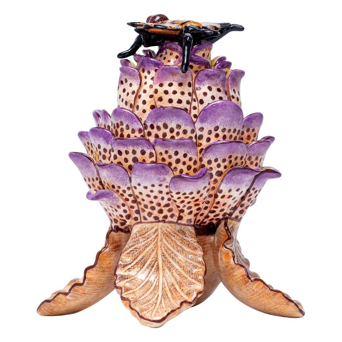 Fired Ceramic Protea Jewelry Box  , hand made in South Africa For Sale