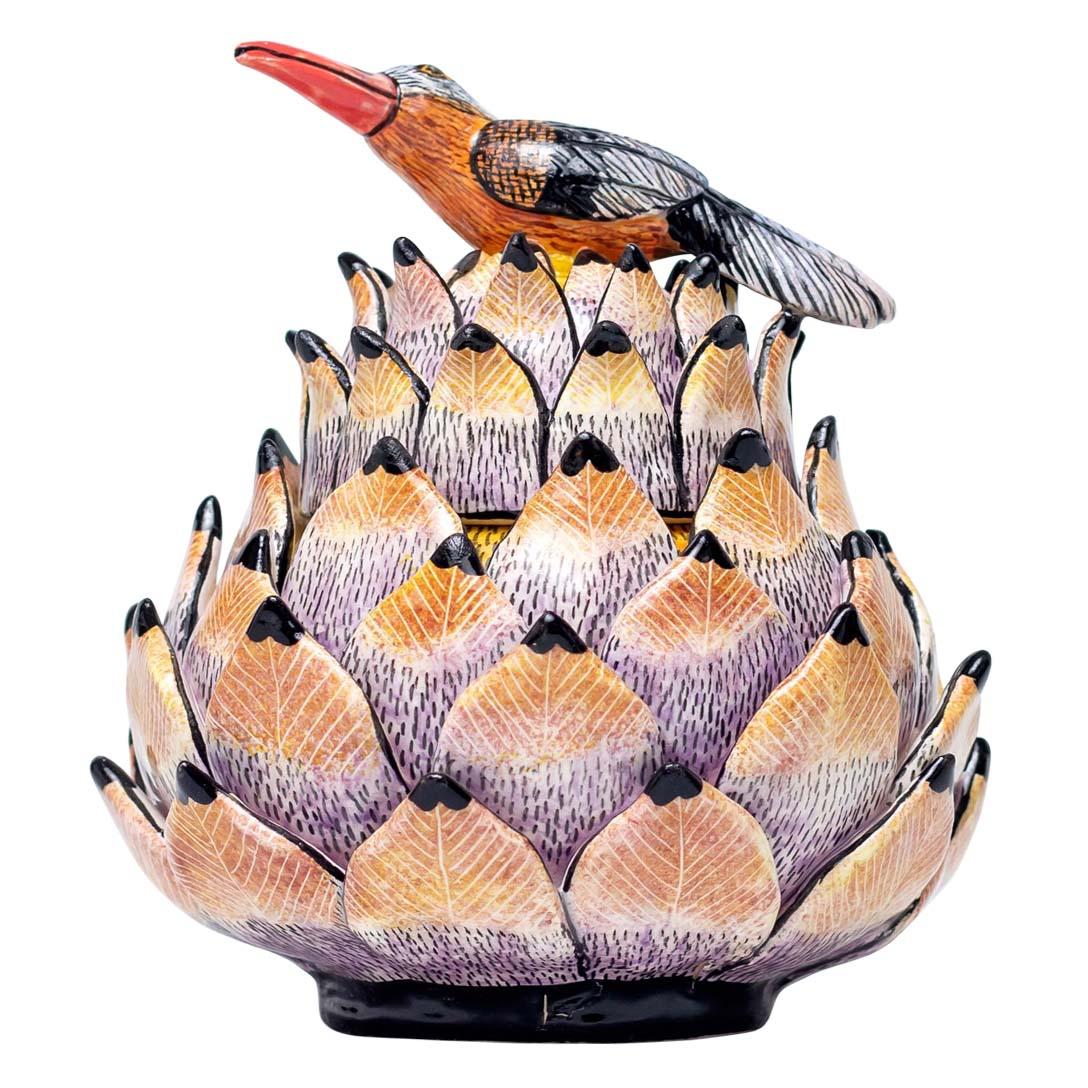 Fired Ceramic Protea Jewelry Box  , hand made in South Africa