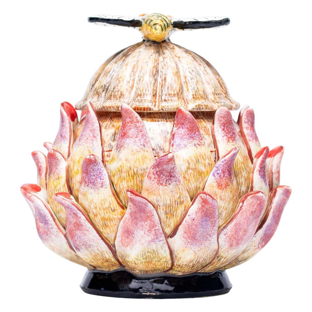 Ceramic Protea Jewelry Box  , hand made in South Africa In Excellent Condition In North Miami, FL