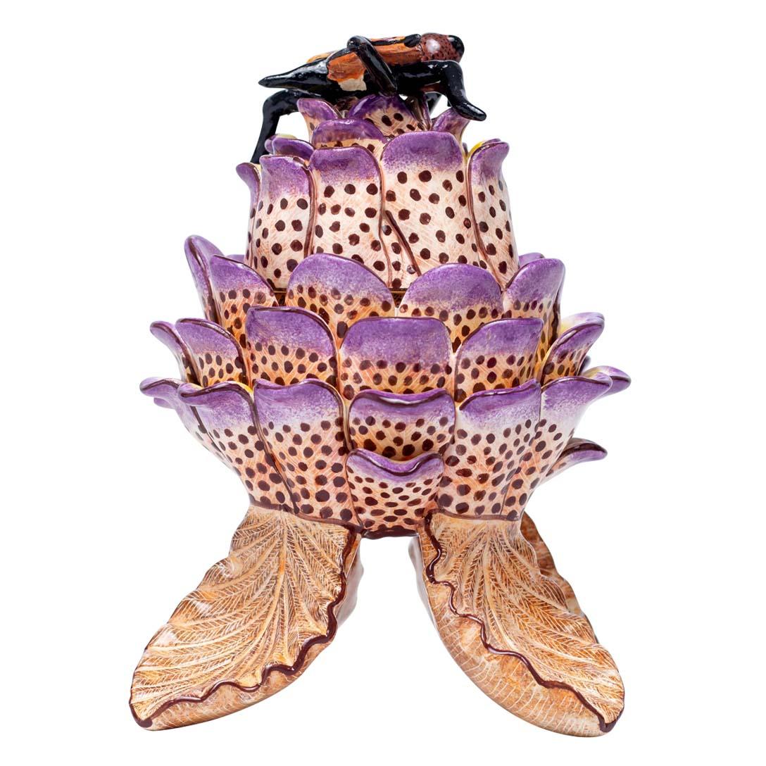 Ceramic Protea Jewelry Box  , hand made in South Africa In Excellent Condition For Sale In North Miami, FL