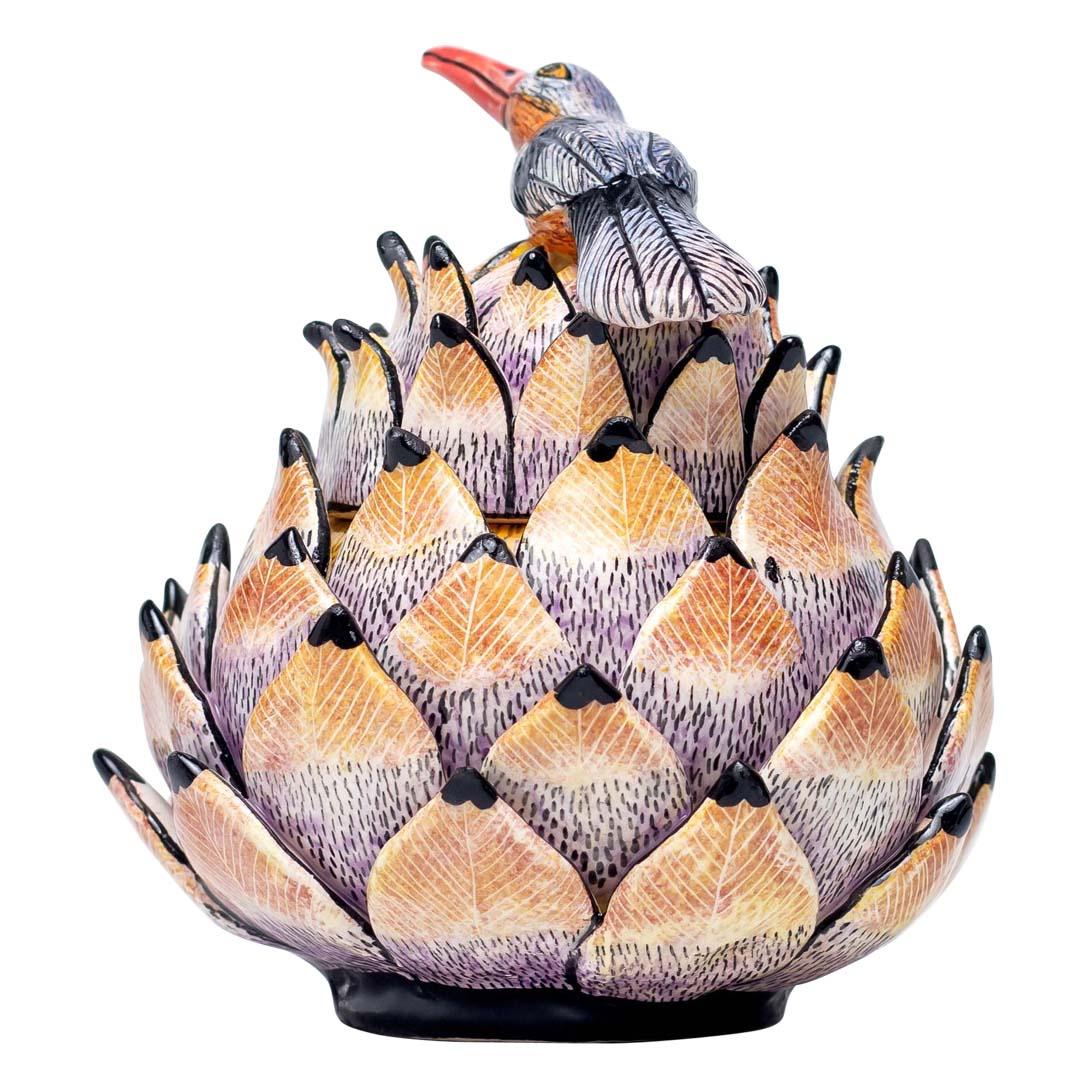 Ceramic Protea Jewelry Box  , hand made in South Africa In Excellent Condition In North Miami, FL