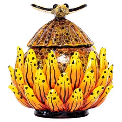 Used Ceramic  Protea jewelry Box  , hand made in South Africa