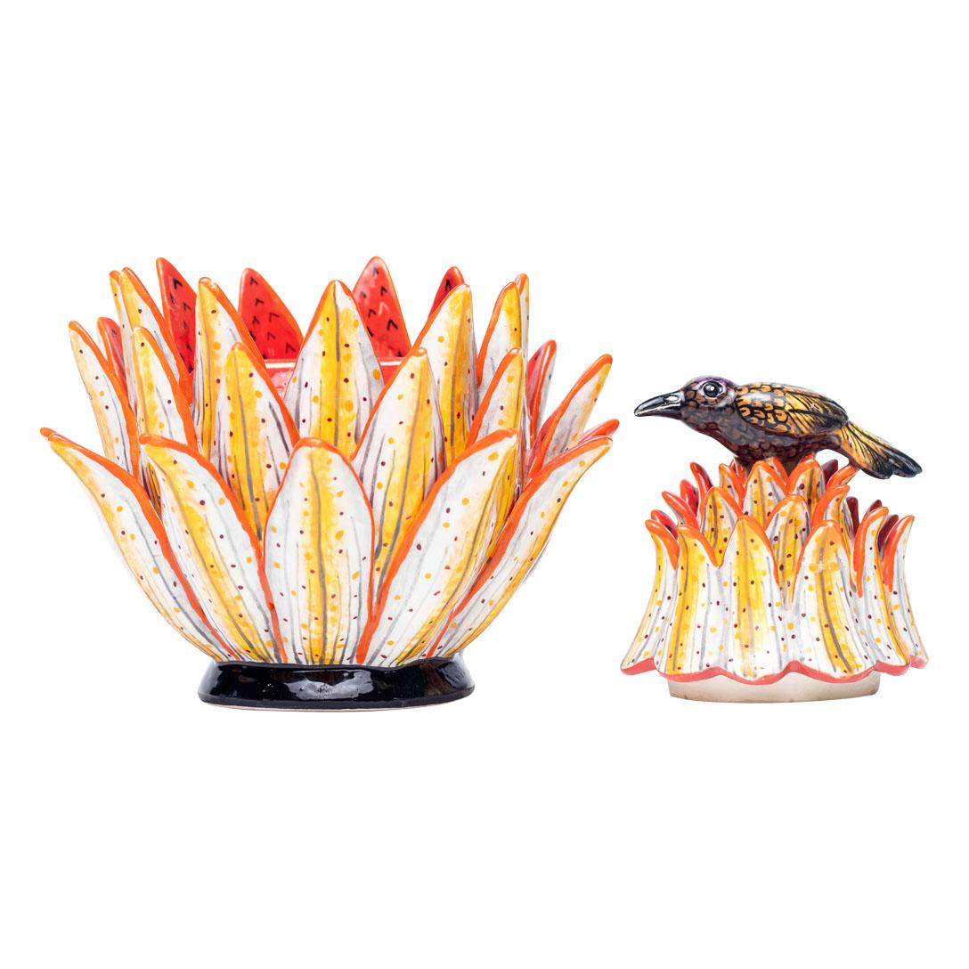 South African Ceramic Protea Plant Jewelry Box  , hand made in South Africa