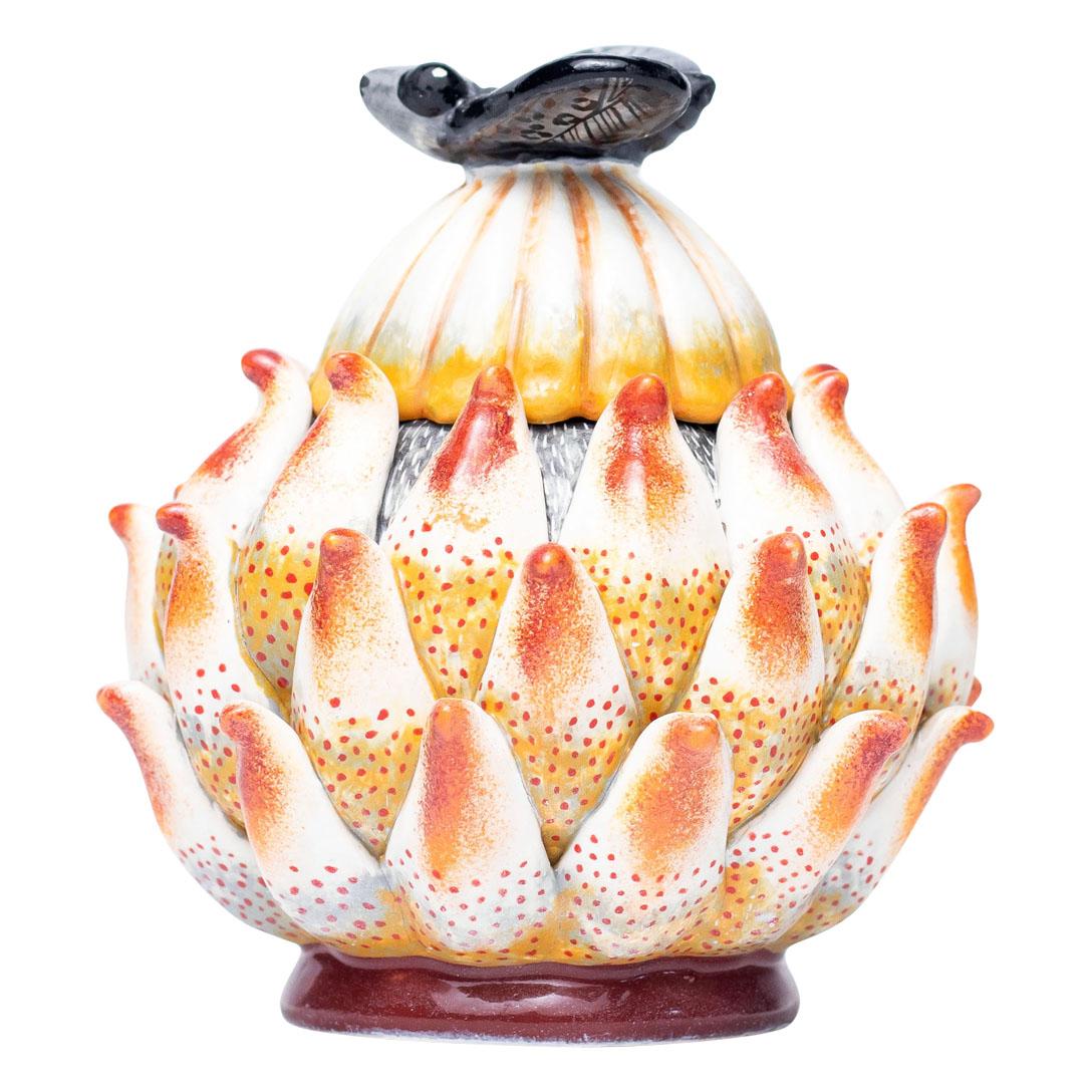 Hand-Painted Ceramic Protea Plant Jewelry Box  , hand made in South Africa For Sale