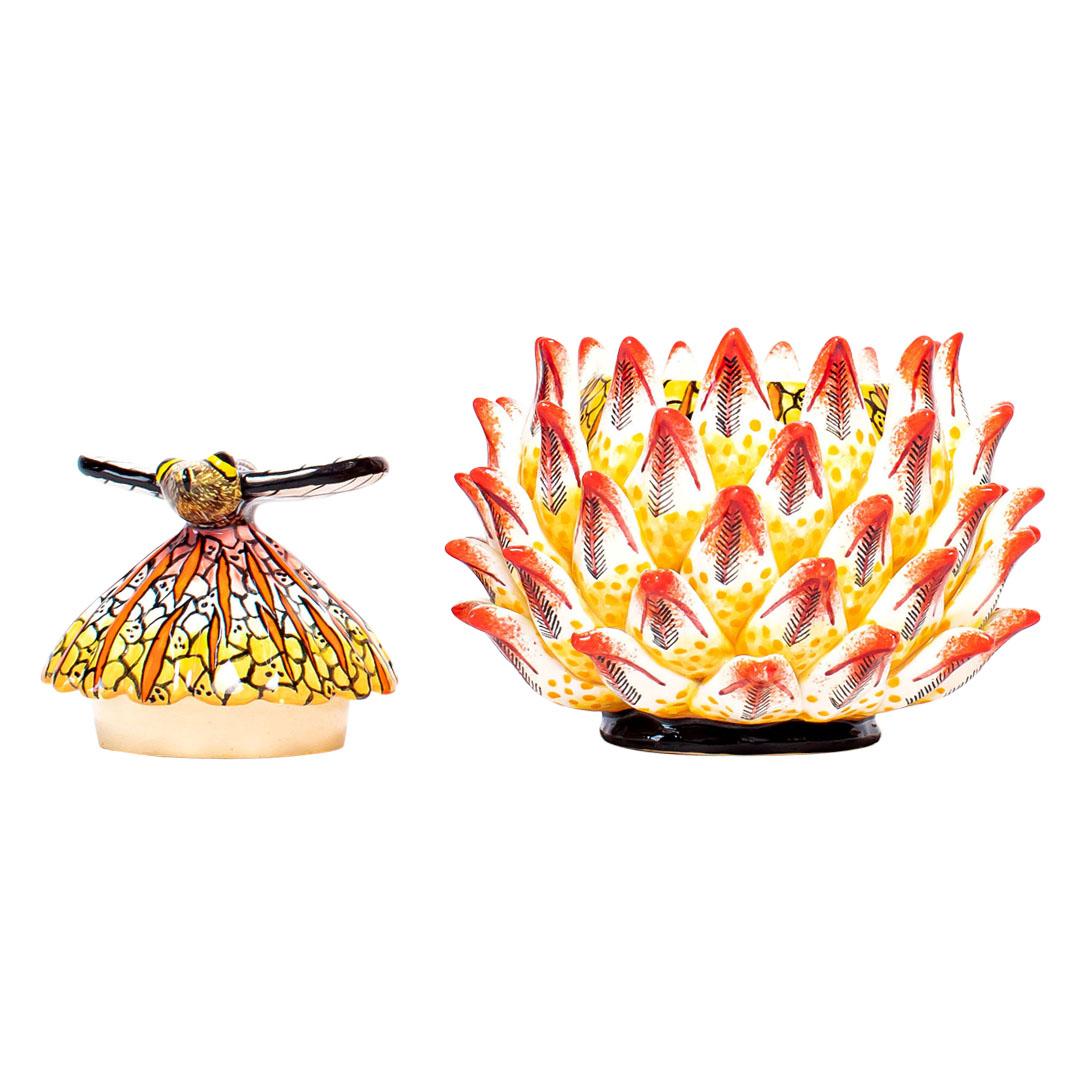 Ceramic Protea Plant Jewelry Box  , hand made in South Africa In Excellent Condition In North Miami, FL