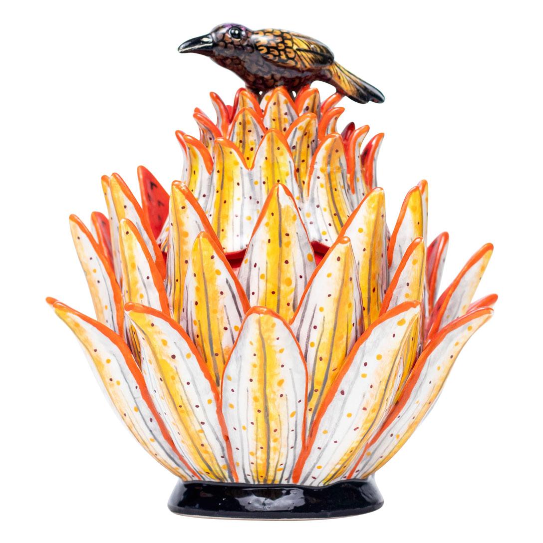 Contemporary Ceramic Protea Plant Jewelry Box  , hand made in South Africa