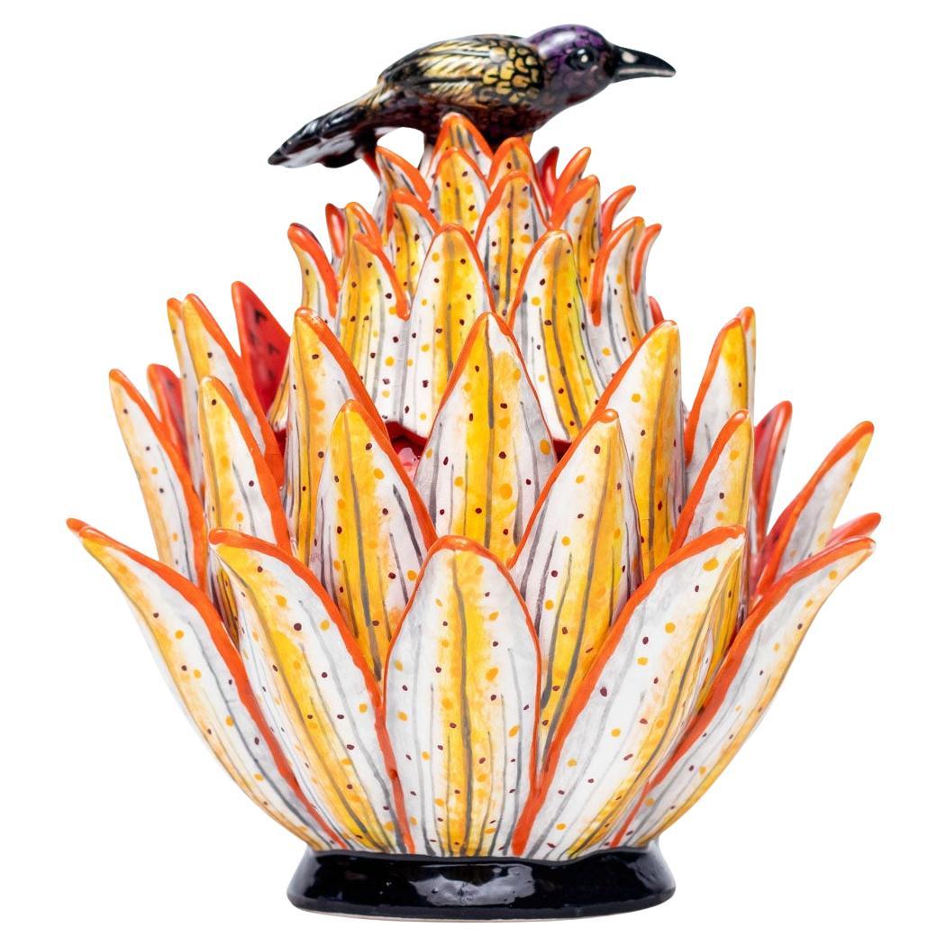 Ceramic Protea Plant Jewelry Box  , hand made in South Africa