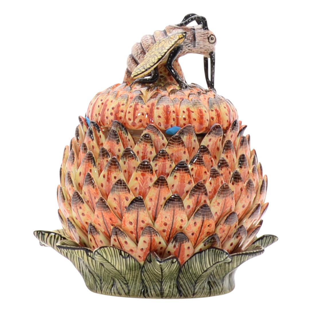 Modern Ceramic Protea Wasp  Jewelry Box  , hand made in South Africa