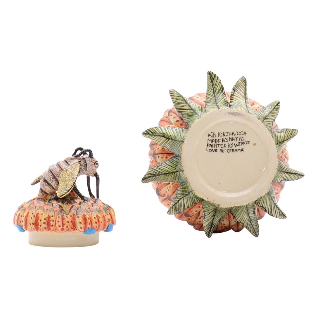 South African Ceramic Protea Wasp  Jewelry Box  , hand made in South Africa