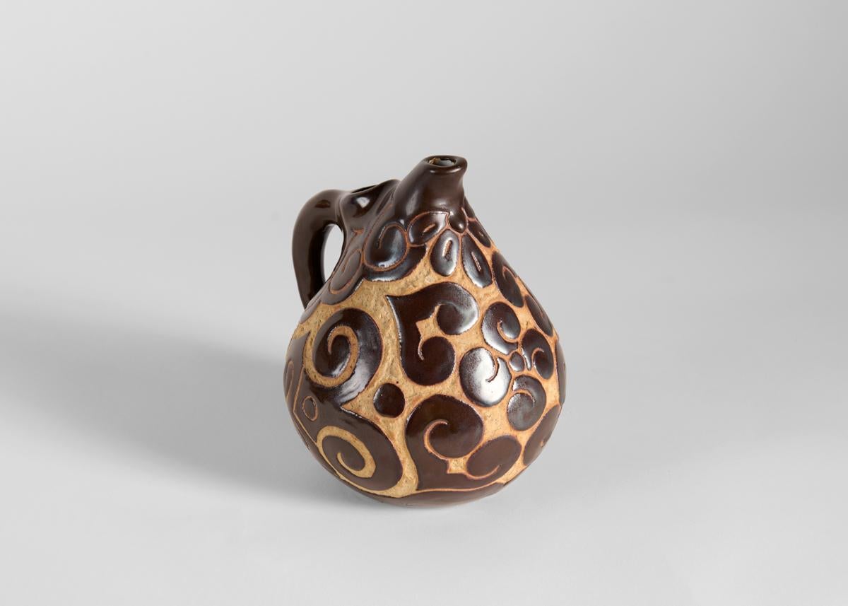 French Ceramic Pticher, Ciboure Pottery, France, circa 1950 For Sale