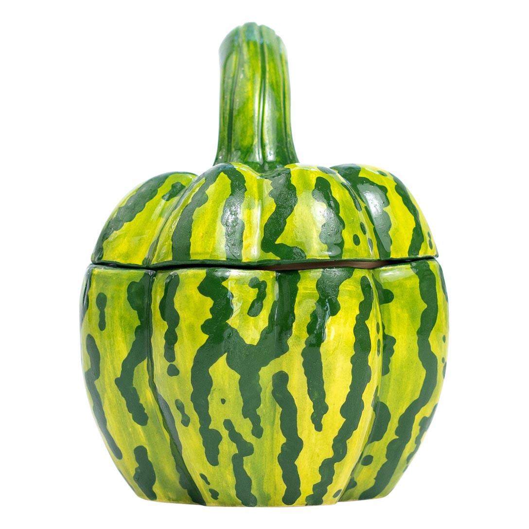 This charming ceramic jewelry box pumpkin is a handcrafted piece made in South Africa by the talented artists of Love Art Ceramics. No molds were used in its creation, highlighting the artistry involved. Two artists collaborated on this unique item,