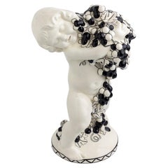 Antique Ceramic Putto with Grapes by Michael Powolny for Gmunder Keramische Werkstatte