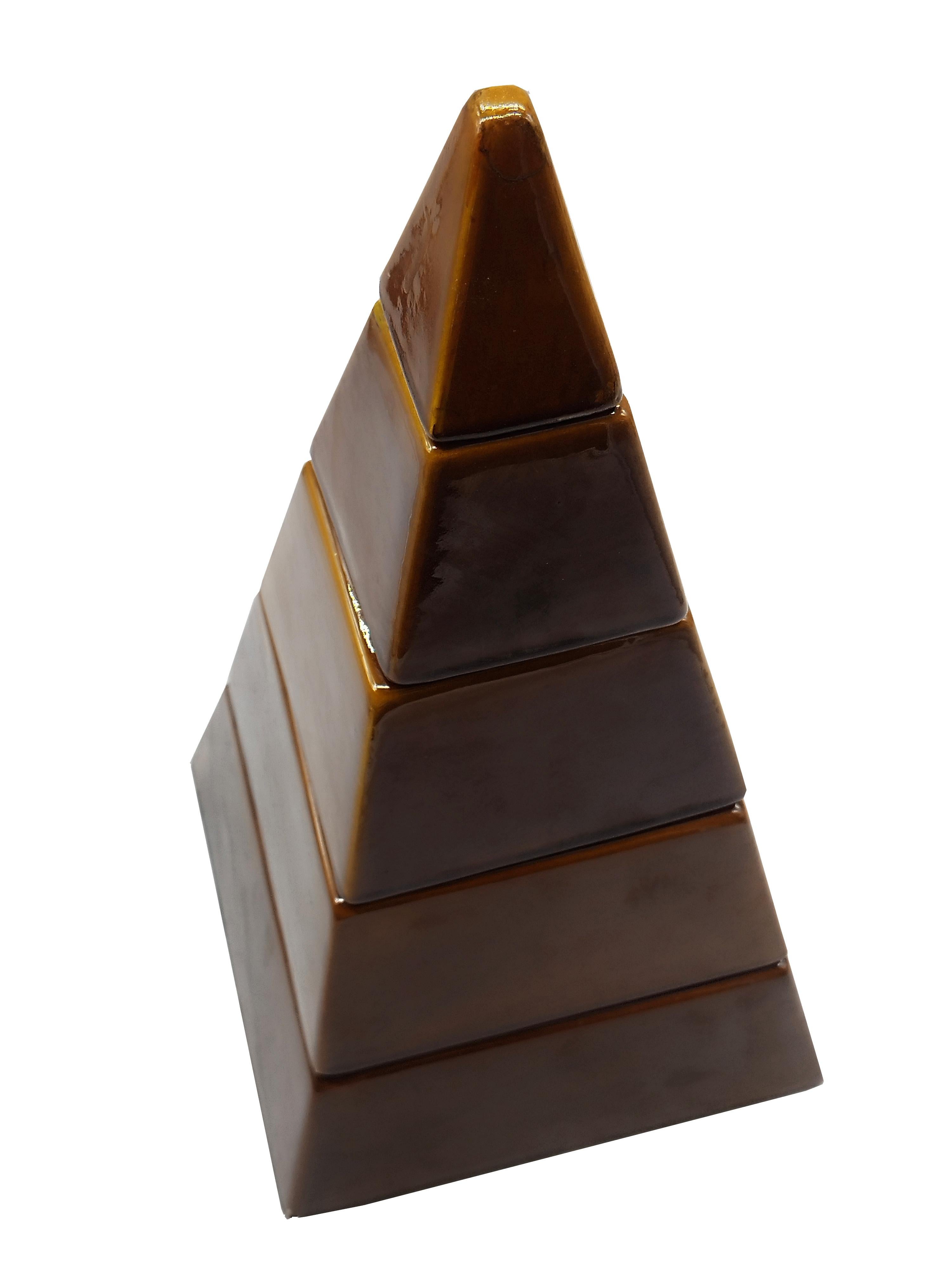 Mid-Century Modern Ceramic Pyramid Jewel Box with 4 Compartments, Italy 1970s For Sale