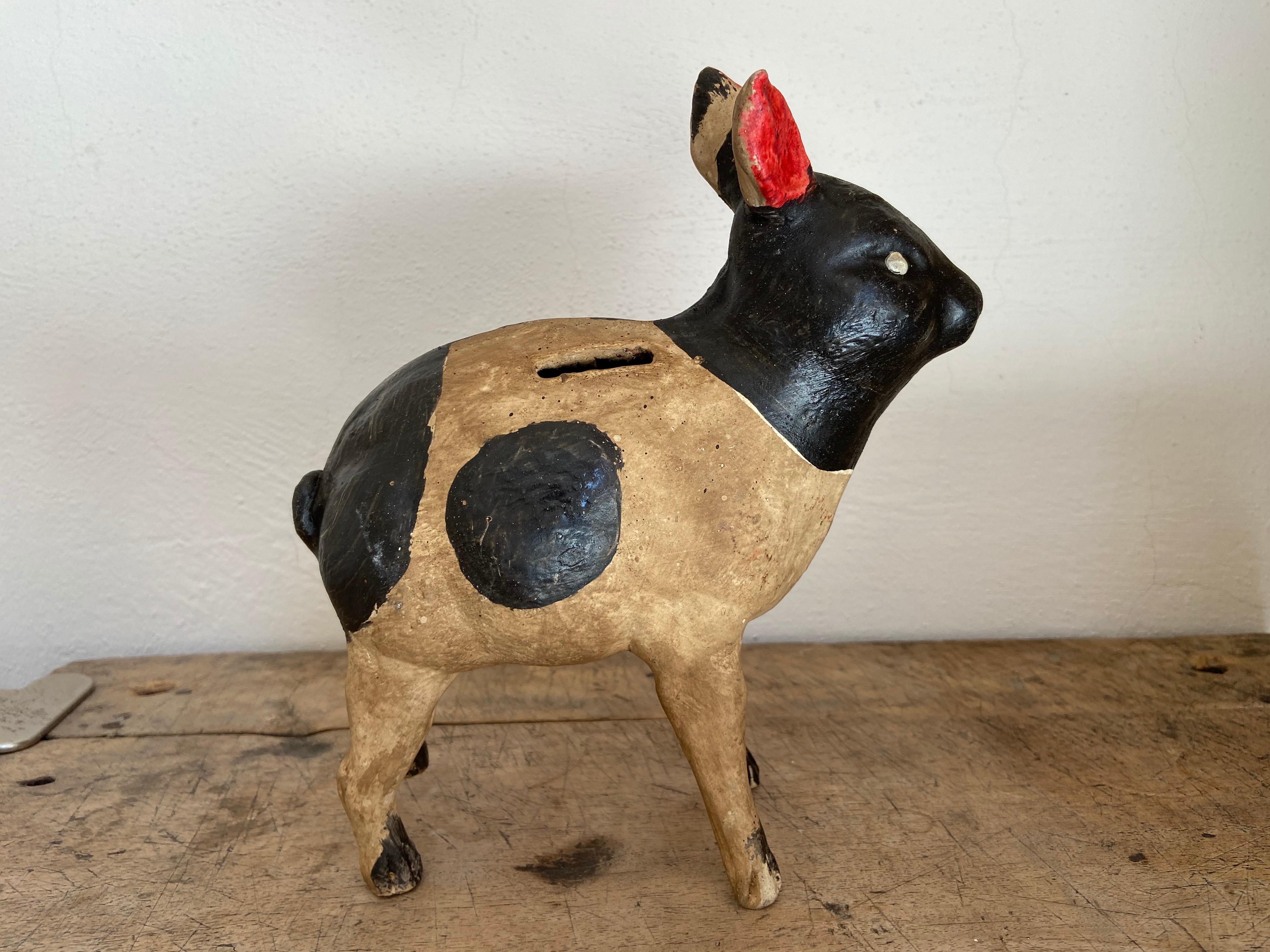 Mexican Ceramic Rabbit Piggy Bank from Mexico, 1980's