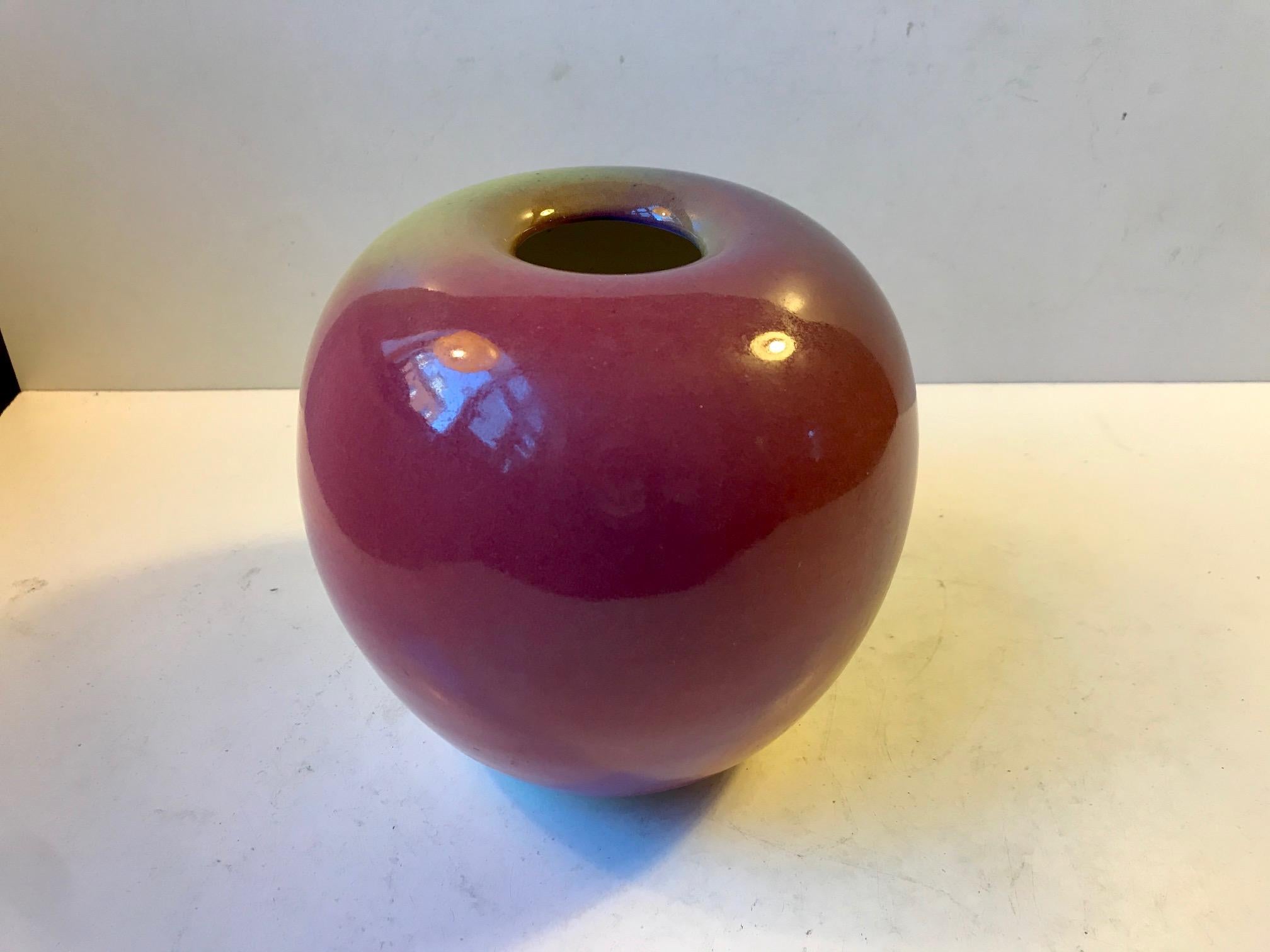 Pottery Ceramic Rainbow Glaze Ball Vase by Aage Würtz, 1970s