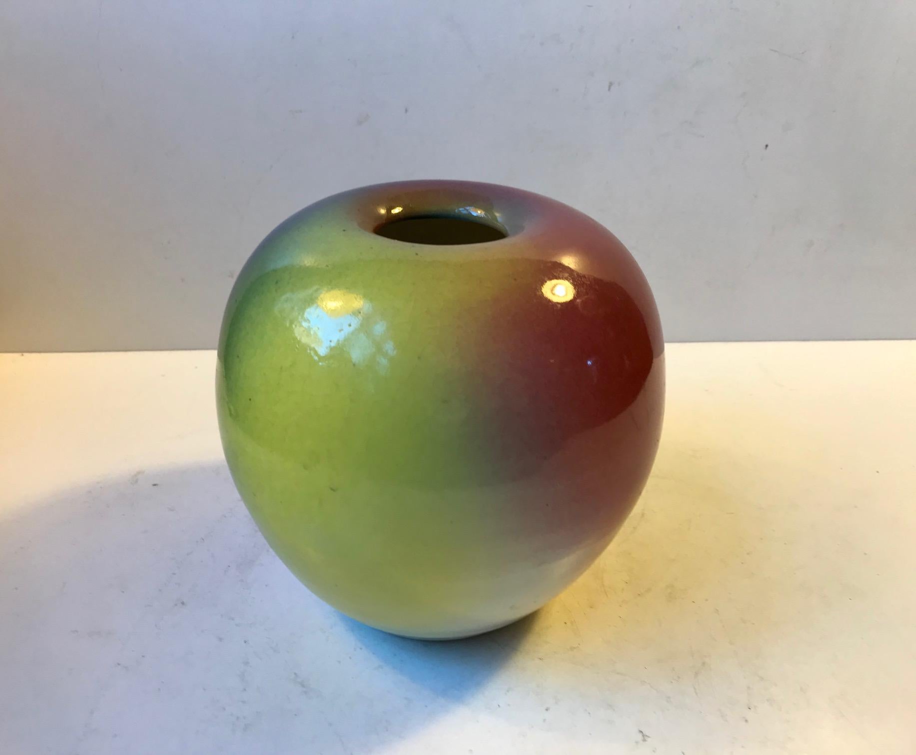 Ceramic Rainbow Glaze Ball Vase by Aage Würtz, 1970s 1