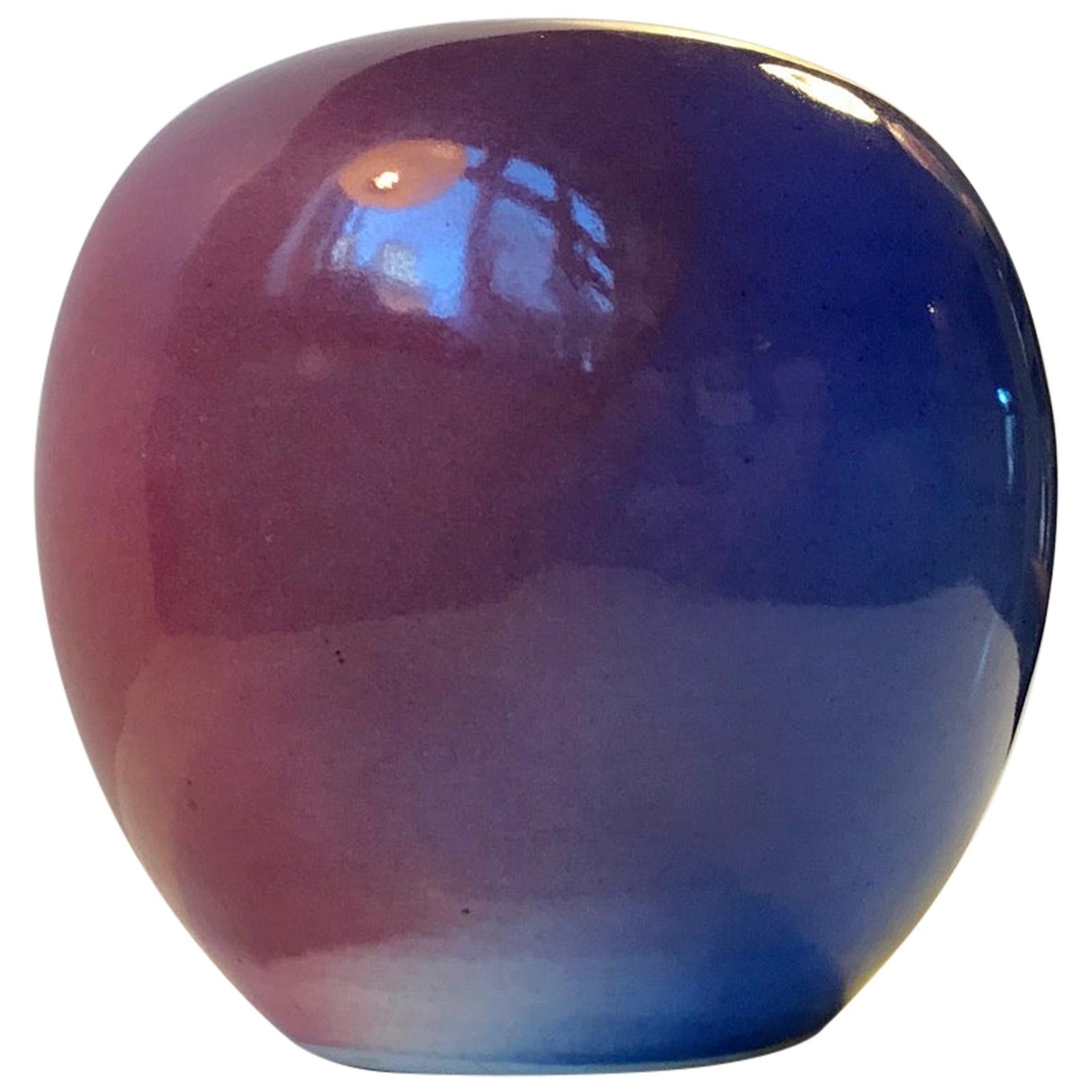 Ceramic Rainbow Glaze Ball Vase by Aage Würtz, 1970s